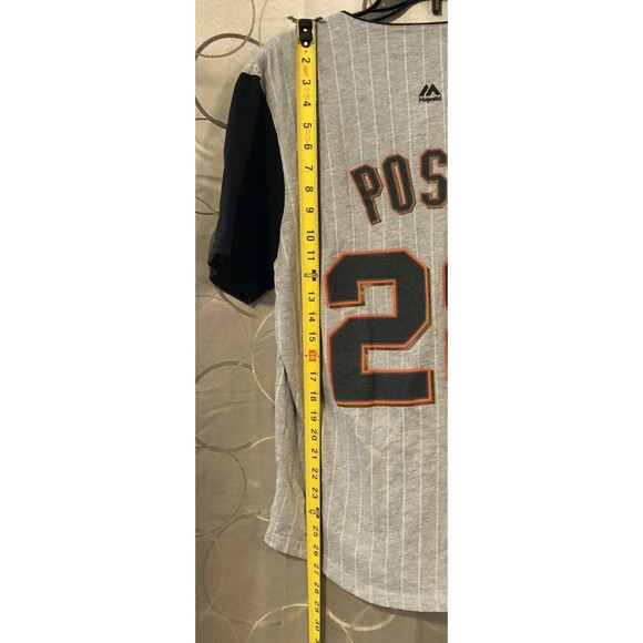 San Francisco Giants T-Shirt L Buster Posey Majestic From the Stretch Pinstripe - Picture 7 of 8